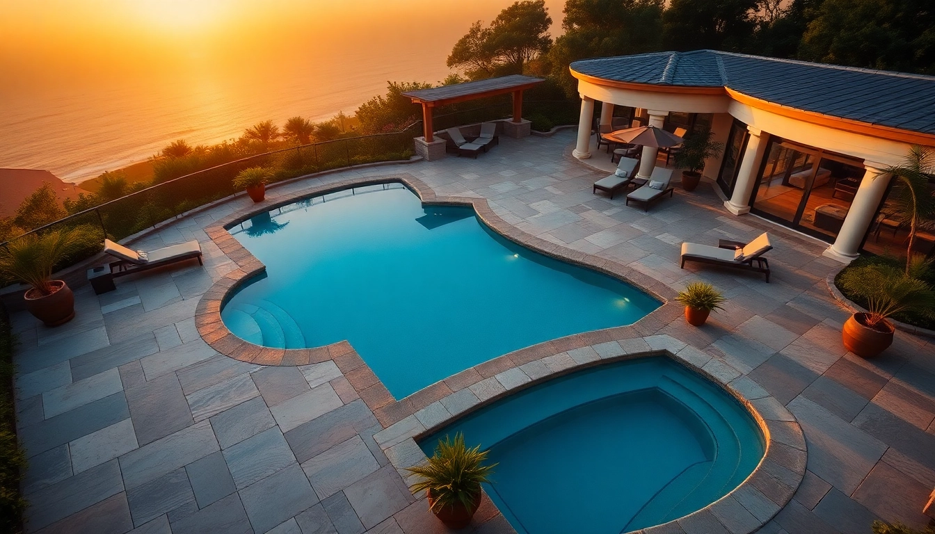 Hardscapes & Pools featuring a stunning outdoor pool with custom hardscape designs and relaxing lounge areas.