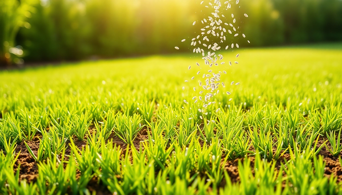 Enhance your lawn by overseeding with fresh grass seed sprinkled over healthy turf.