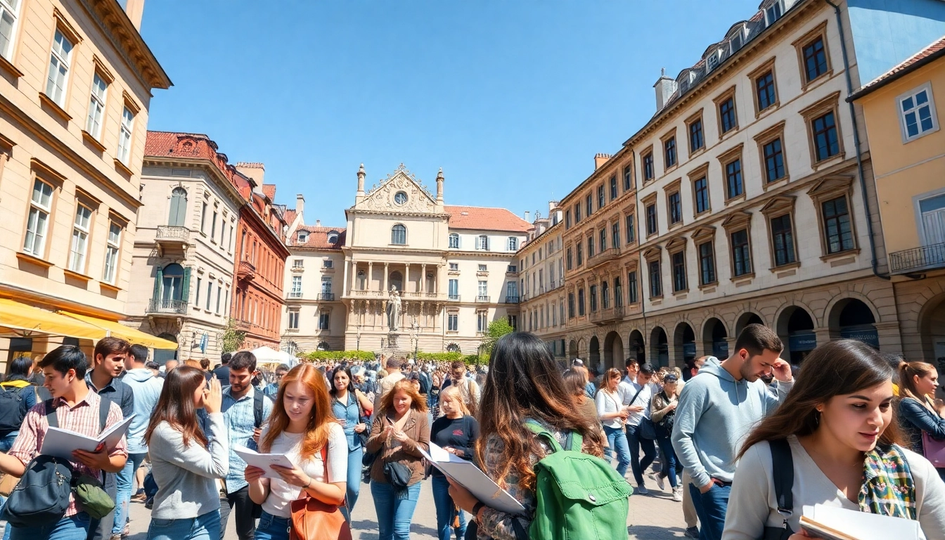 Students engaged in learning on a scenic campus while pursuing Avrupa'da Üniversite Okumak opportunities.