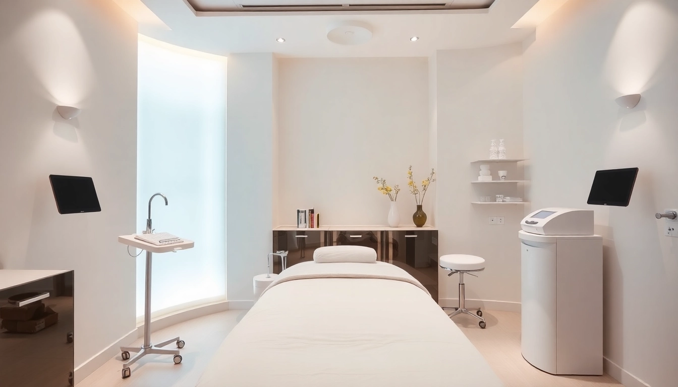 Experience a premium Faltenbehandlung Zürich with a serene treatment room and modern aesthetic.