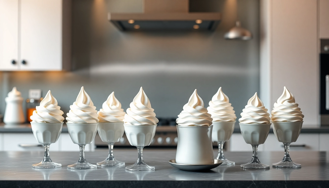 Using a whipped cream charger for a perfect dessert topping in a stylish kitchen setting.