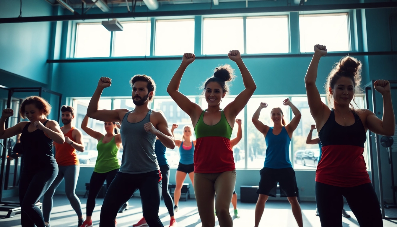 Engage in Downtown Jersey City Training with a vibrant group fitness class in an energetic gym.