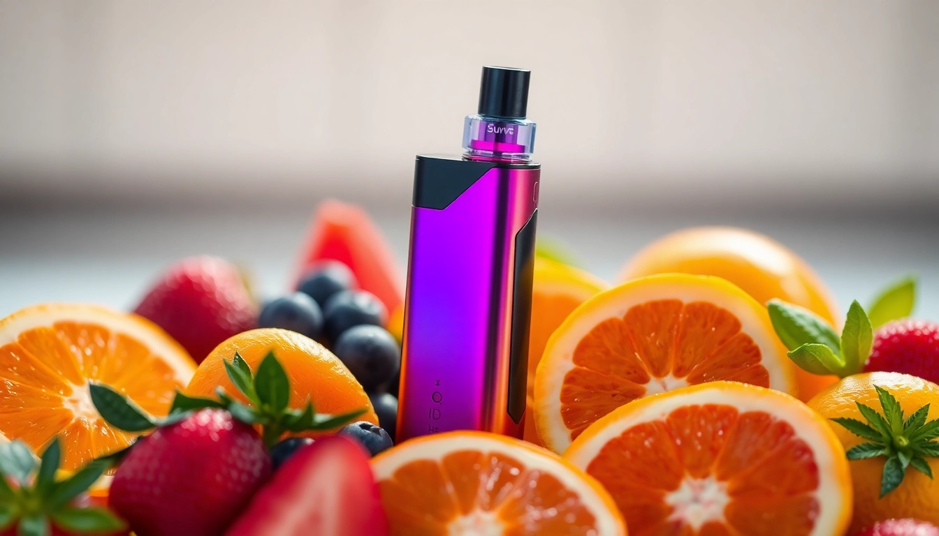 Purchase HQD Surv kaufen vape with various fruity flavors, showcasing its stylish design and vibrant colors.