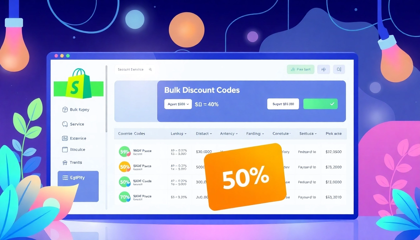 Generate Shopify bulk discount codes easily with a sleek dashboard interface.