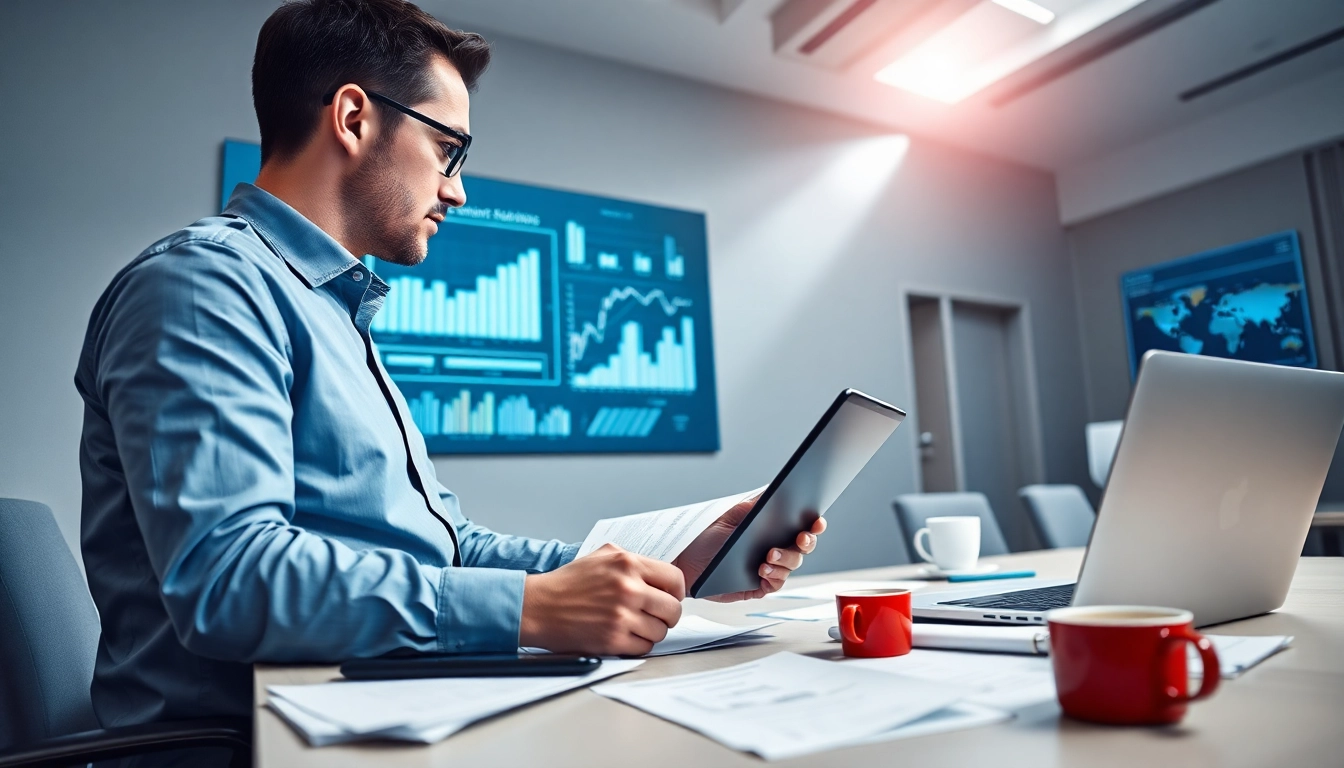 Reviewing the best accounts receivable tools with a professional accountant in a modern office setup.