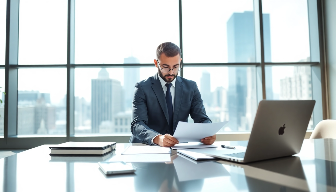 Guide to trademark registration in Dubai with a professional in a modern office.