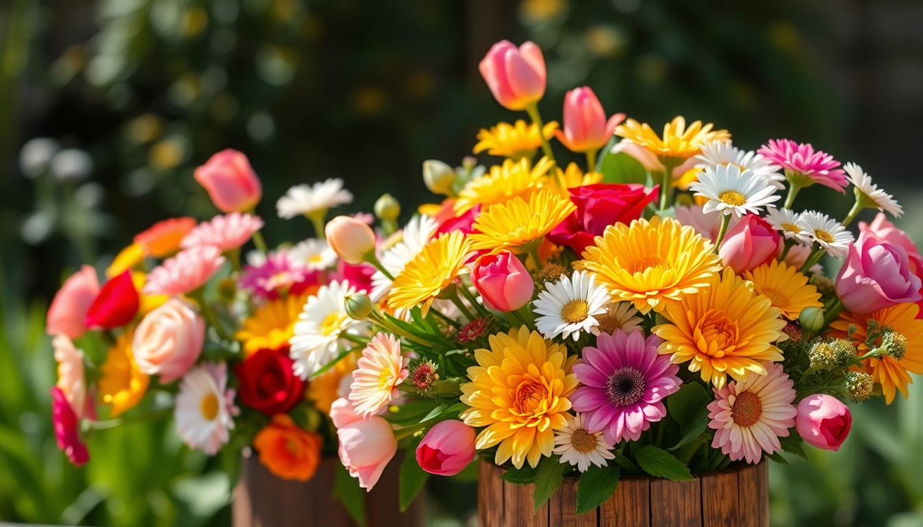 Brightly arranged Irvine flowers in a rustic vase, showcasing vibrant colors and freshness.