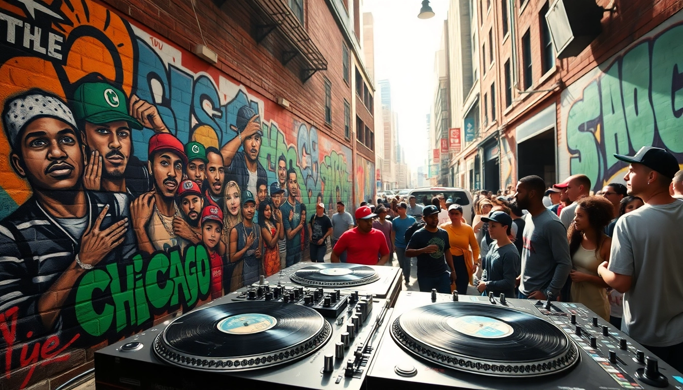 Celebrate Hip-hop mixtapes Chicago with vibrant street art reflecting the city's music culture.