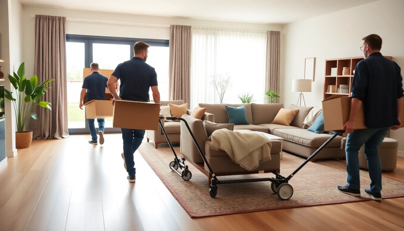 Efficient team performing a Umzug Nürnberg, carefully handling furniture in a well-lit space.