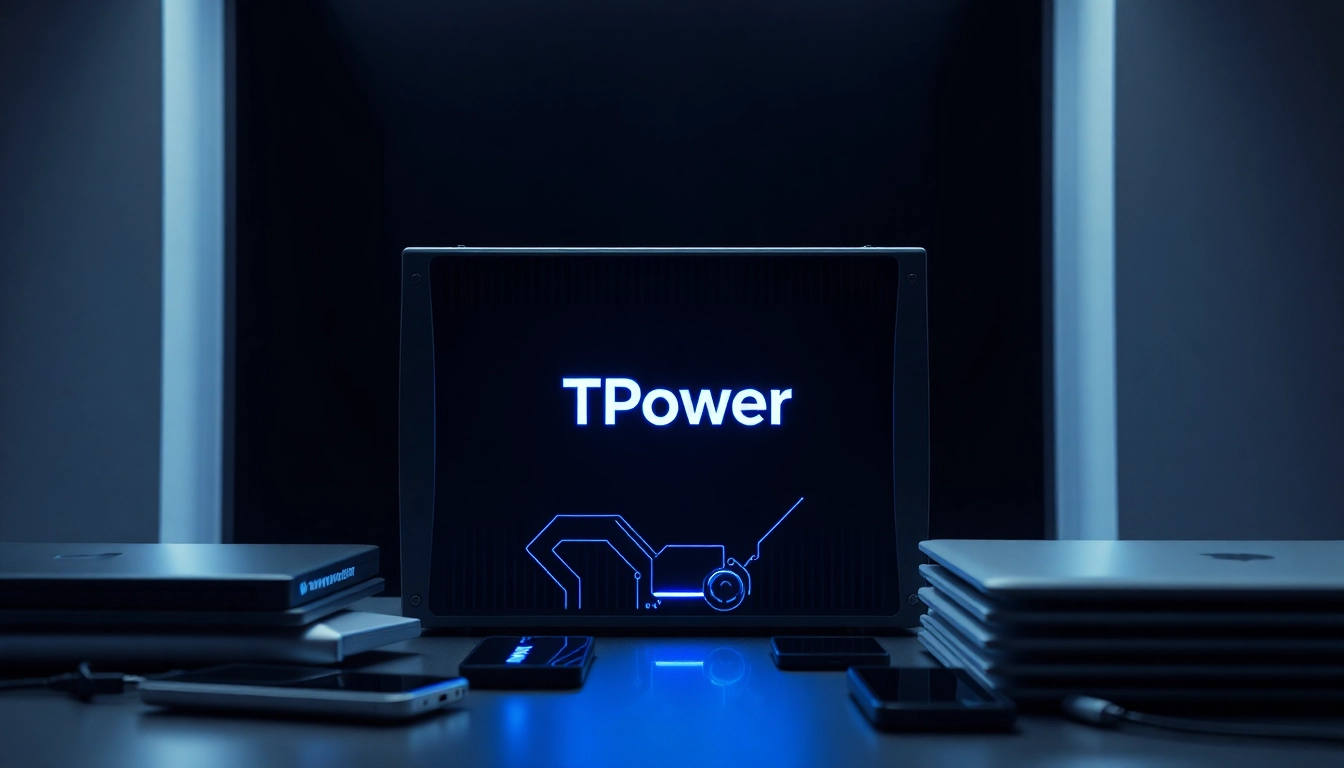 Capture the TPower power supply highlighting its modern features and elegant design.
