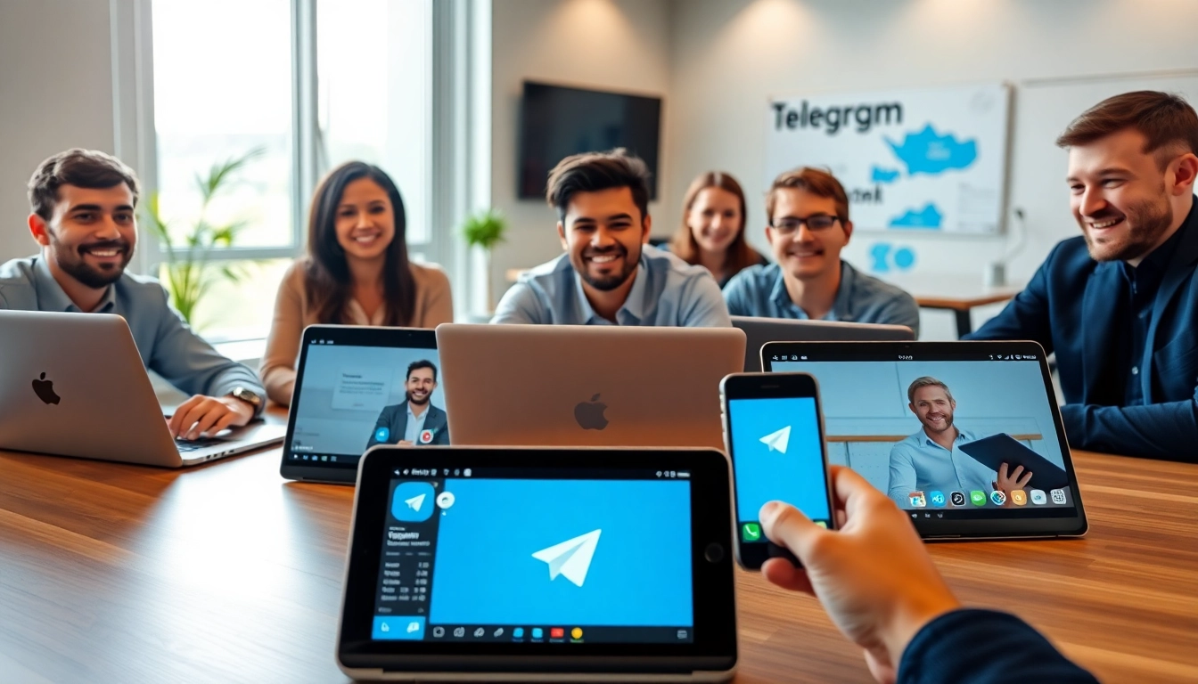 Explore digital communication with Telegram’s features through an engaging workspace setup showcasing 电报官网.