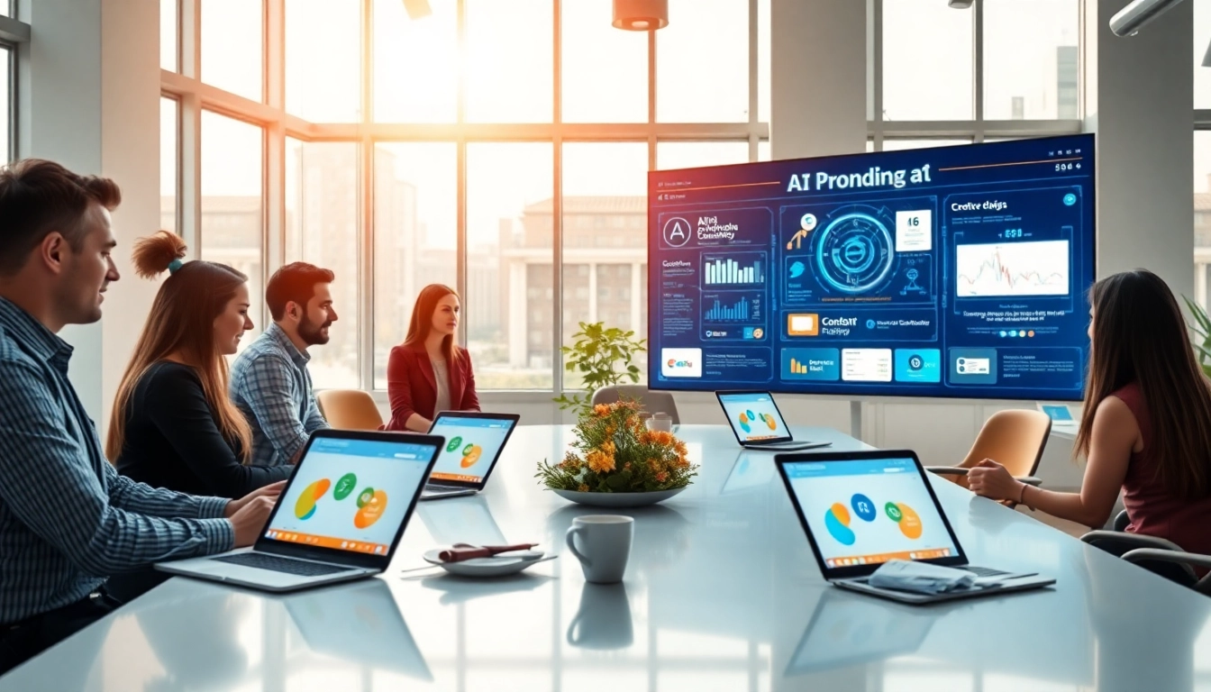 Transforming brands with AI-powered branding services in a modern collaborative workspace.
