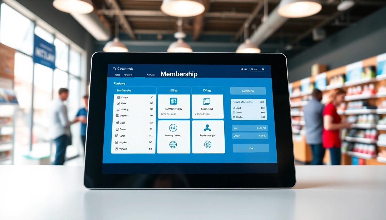 Showcasing POS Membership Software features on a modern tablet in a retail setting.