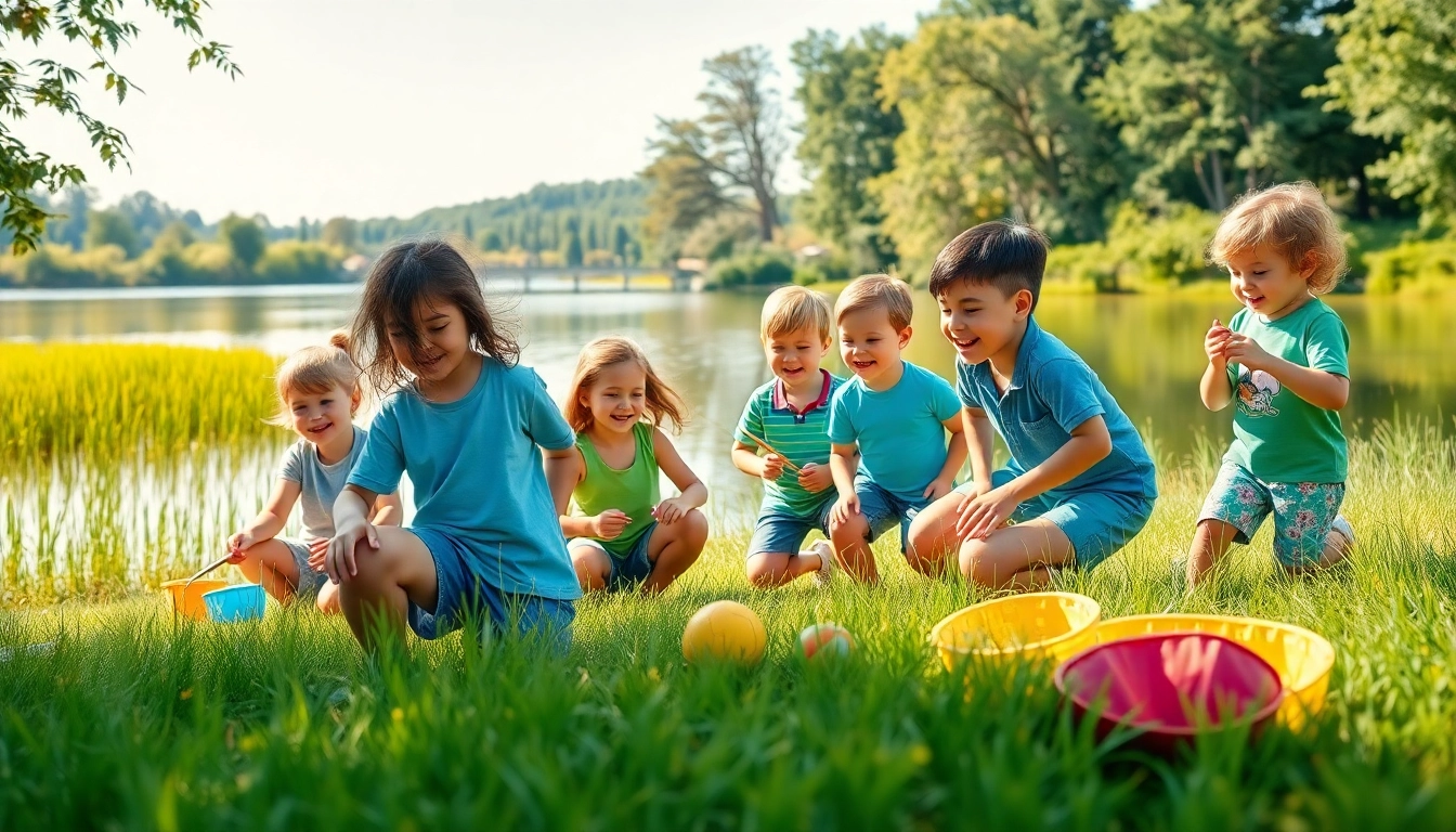 Engaged children enjoying fun activities at holiday camps surrounded by nature.