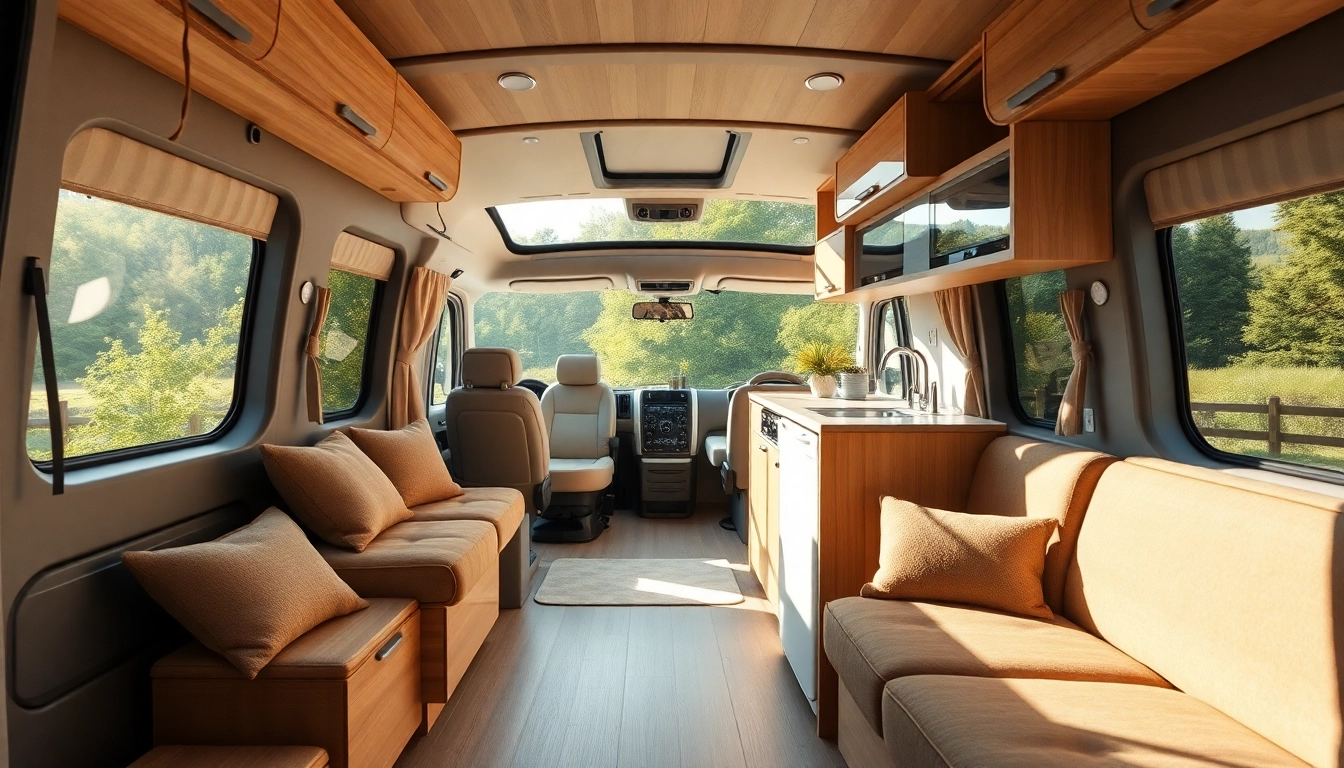 Showcasing a perfect van interior with a cozy design and practical features.