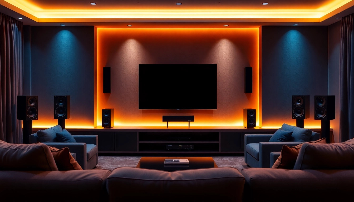 Enhance your movie nights with expert home theater installation near me in a stylish living room.