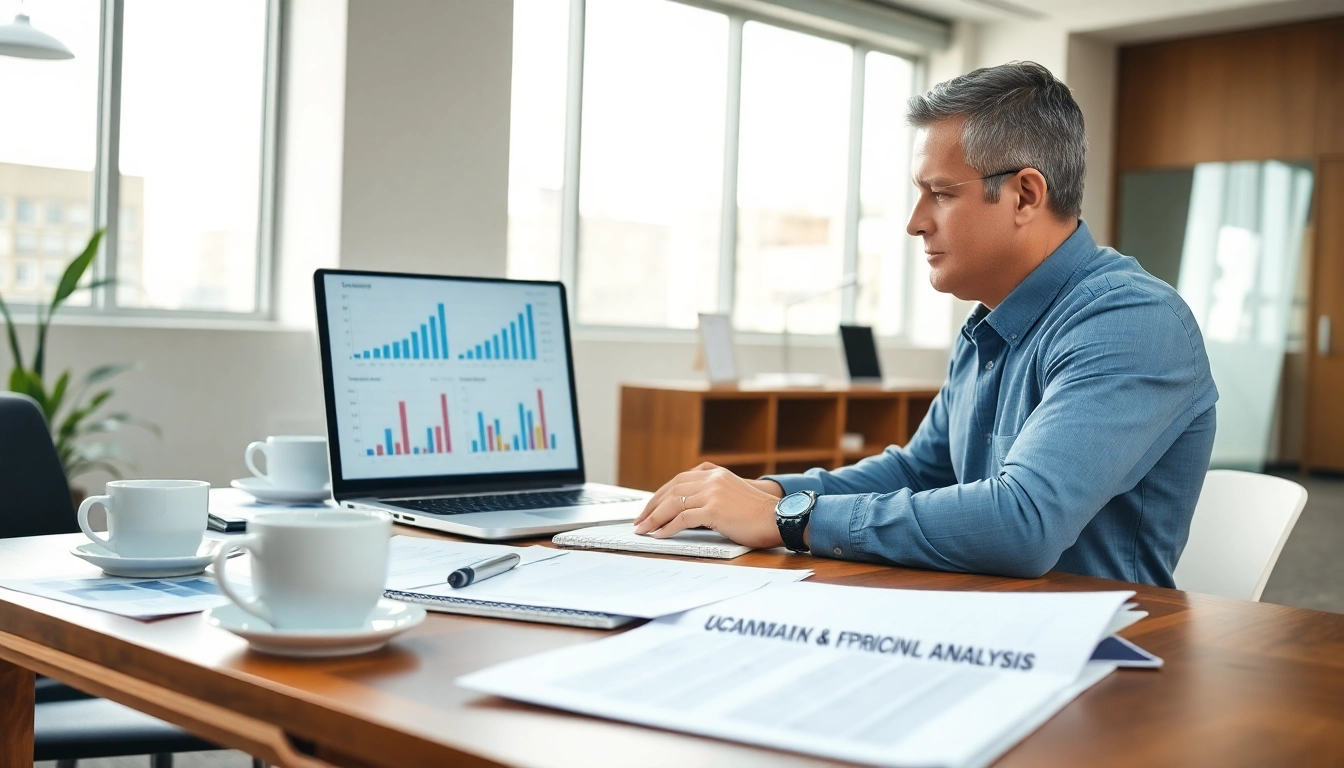 Perform competitor pricing analysis with a focused business analyst at work in a modern office.