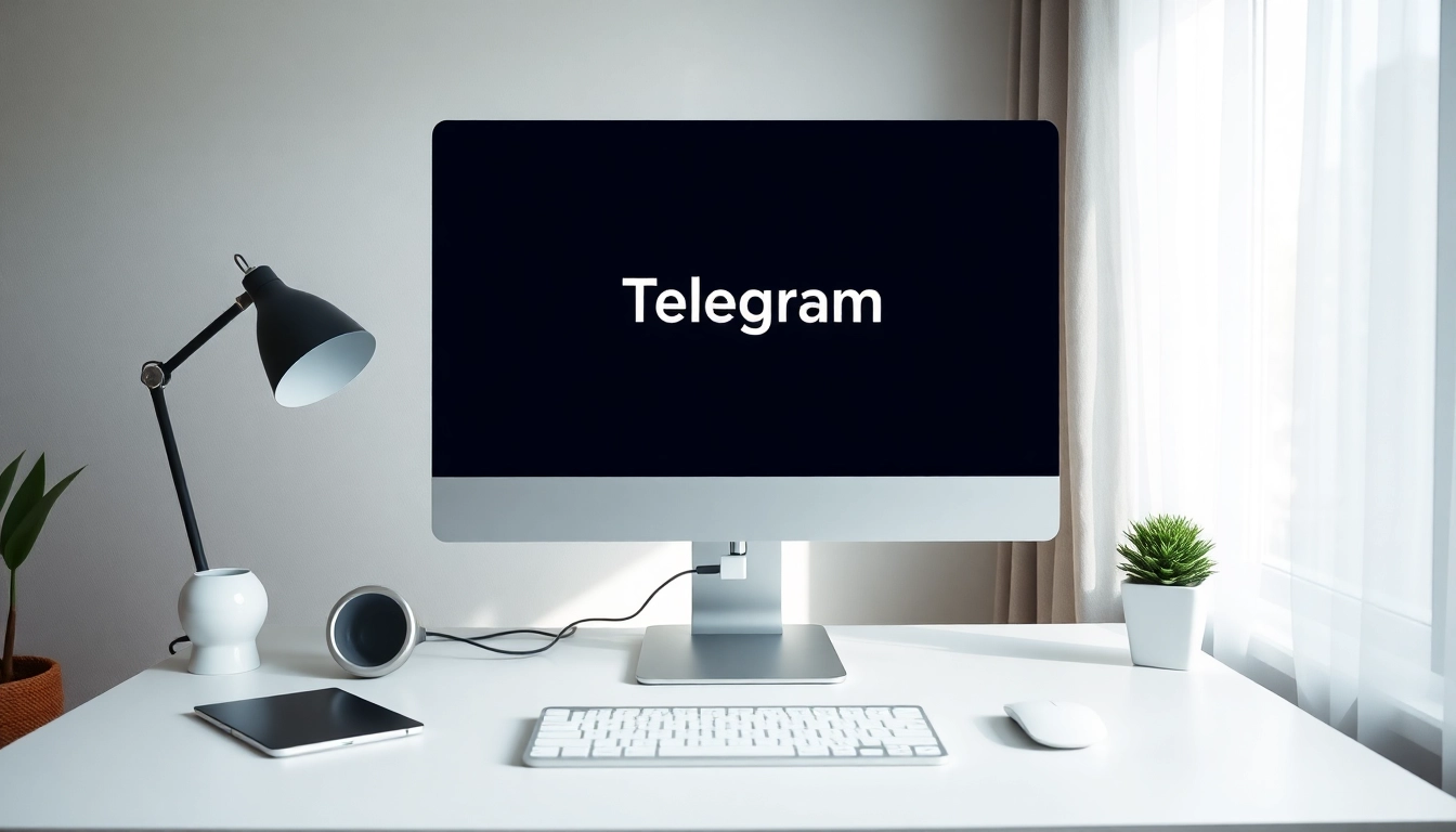 Install telegram下载电脑版 on your desktop with a clear visual of the app interface on a computer.