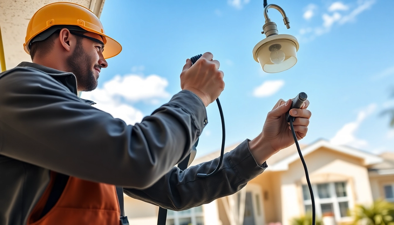Electrician in Clearwater performing work as an Electrical Contractor Clearwater on a residential job.