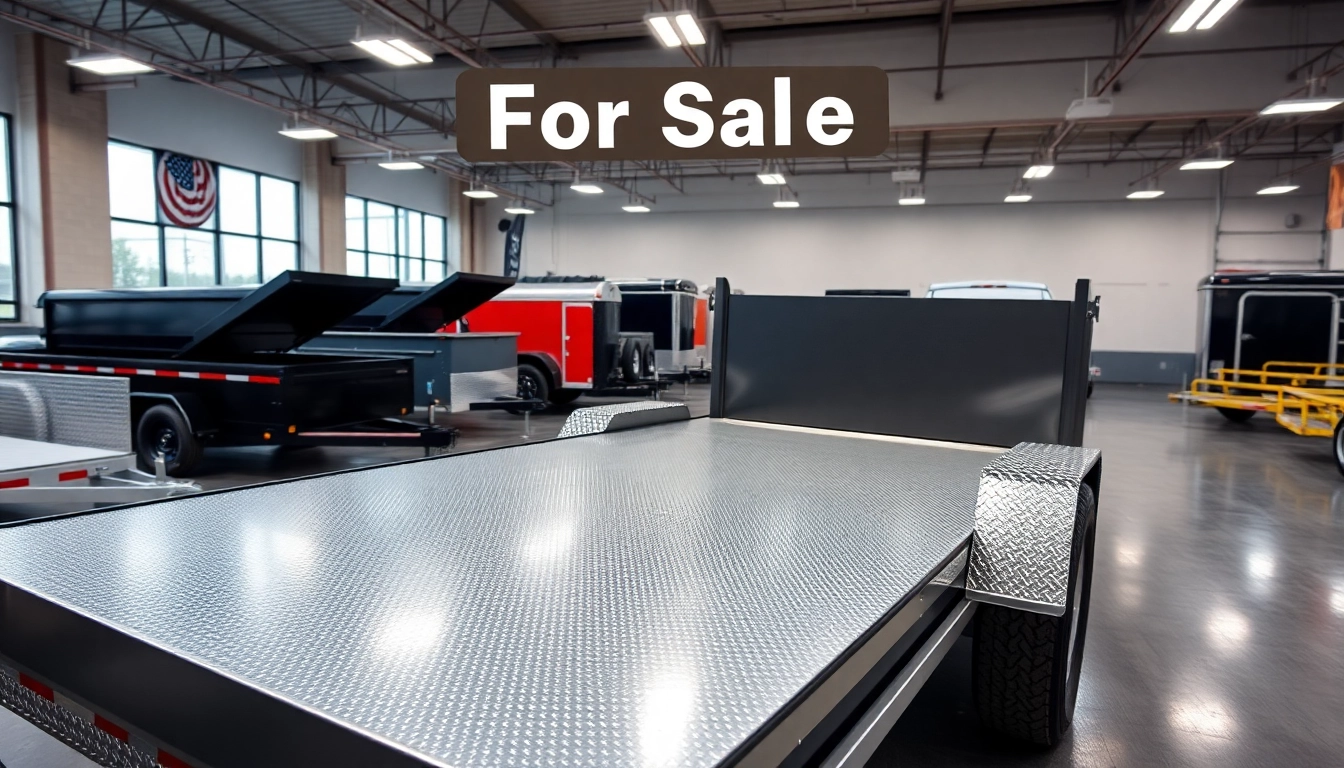 Check out this dump trailer for sale near me, showcasing high-quality features in a dealership setting.