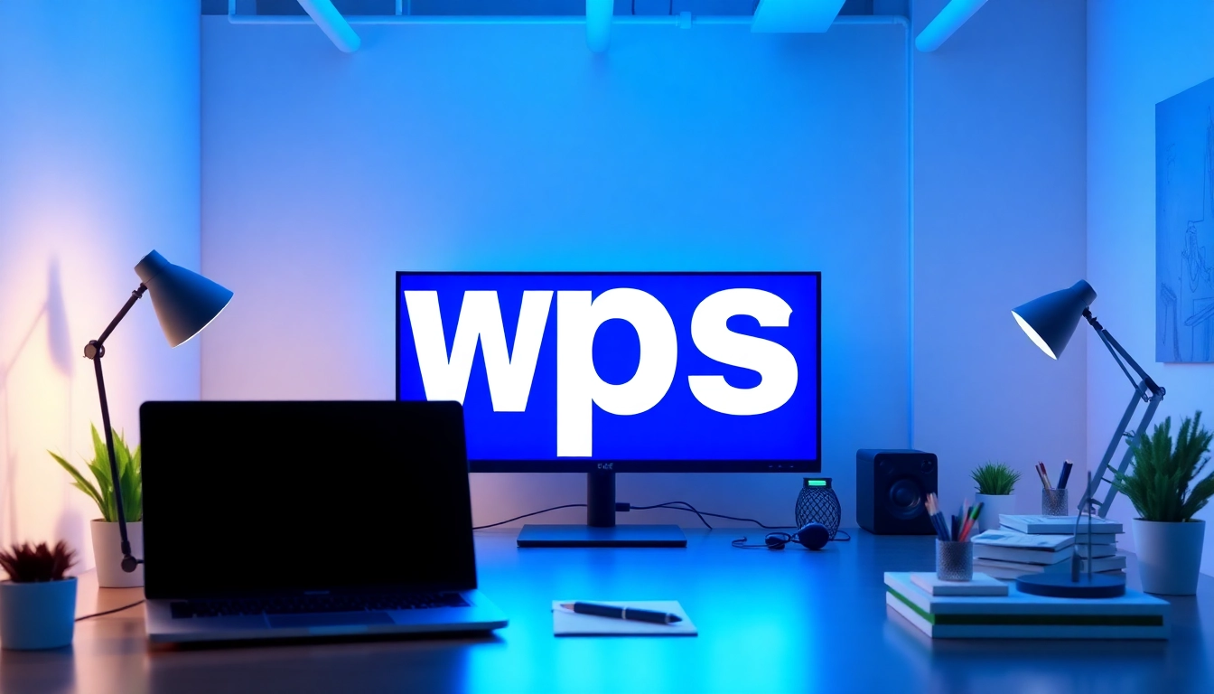 Utilize wps technology in a modern workspace with a laptop and stationery.