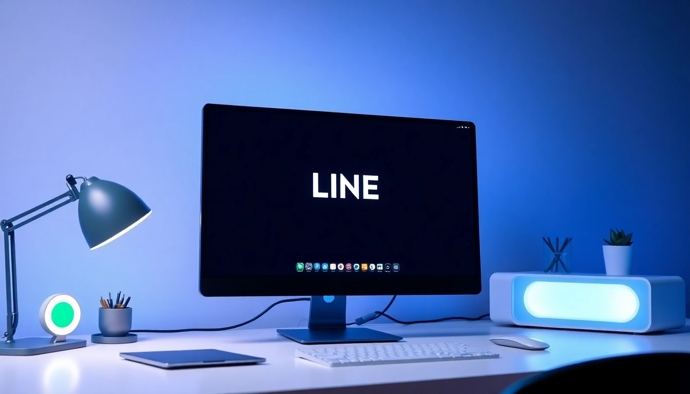 Engage with the LINE desktop version download process through this visually appealing tech setup.