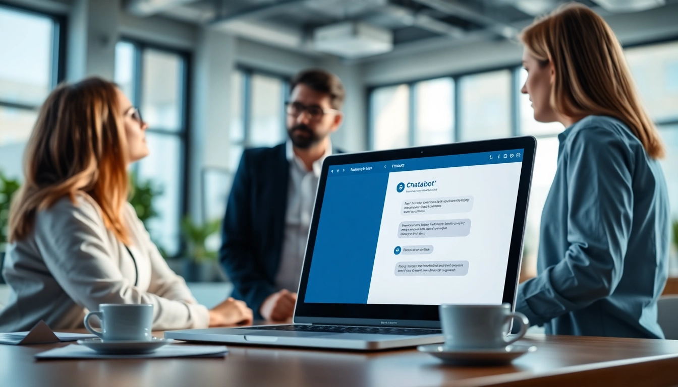 Engaging website chatbot displayed in a modern workspace to enhance customer interaction.