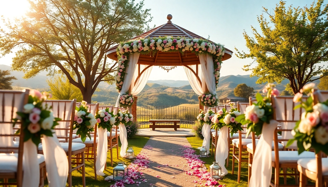 Capture the stunning beauty of Clarksburg wedding venues with a romantic outdoor ceremony setup.