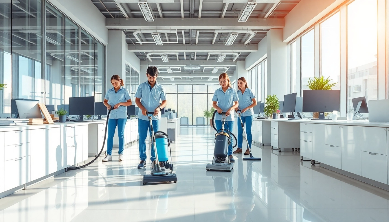 Enhance your commercial cleaning Melbourne with professional cleaning services depicted in a modern office.