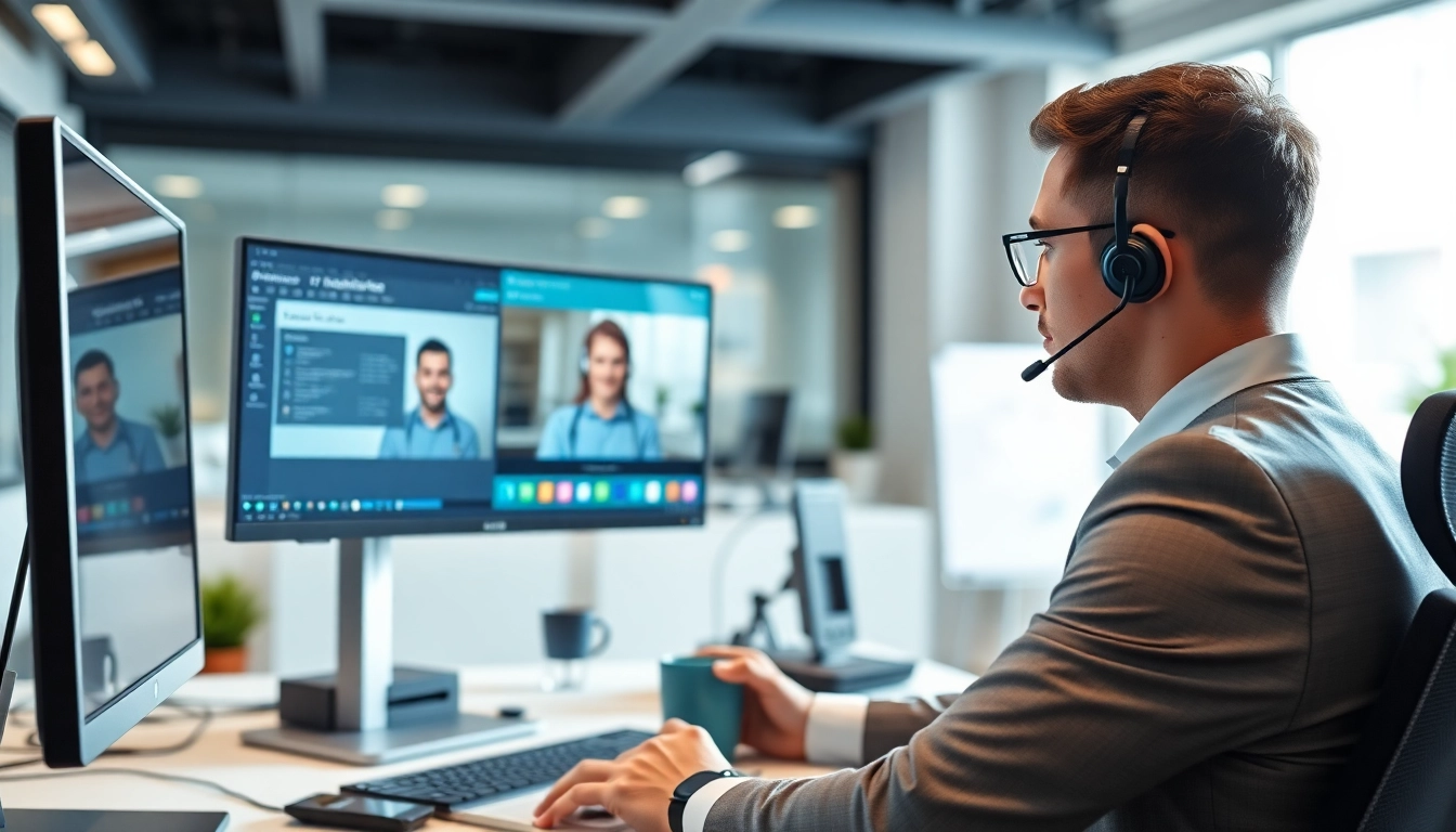 Provide efficient Remote IT Support Services Markham with a professional technician solving issues in a modern office.
