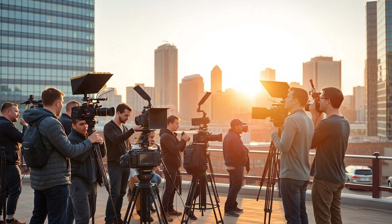 Dynamic filming scene showcasing edmonton production companies collaborating in Edmonton's vibrant cityscape.