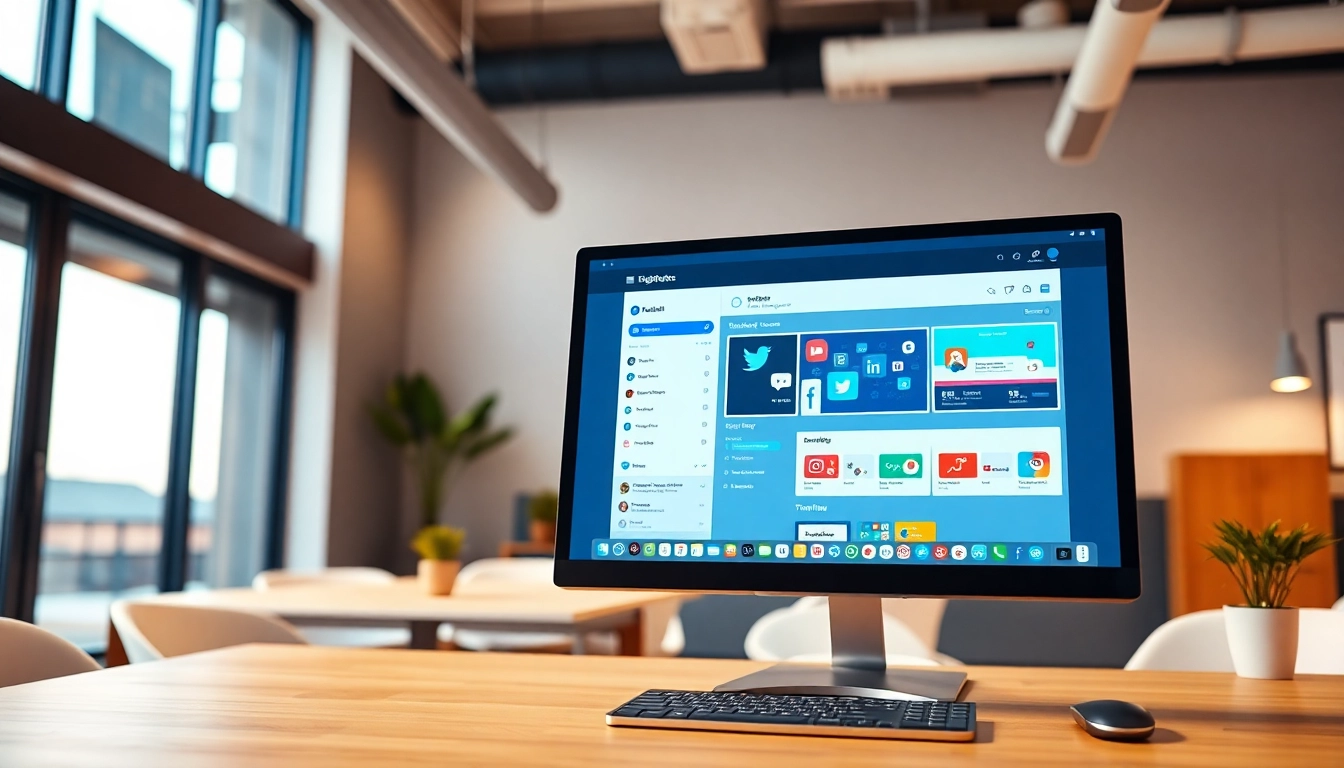 Visualize Social media and blog automation with a dynamic workspace featuring a social media dashboard.