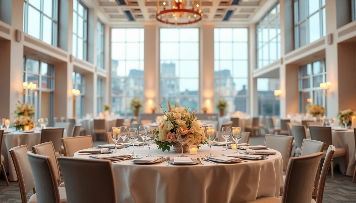 Experience a stunning city venue event center with elegant decor and warm atmosphere.