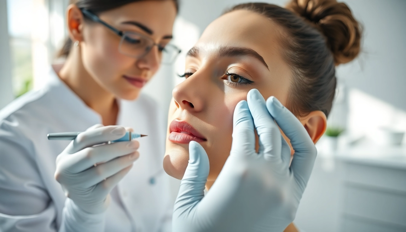 Client receiving botox a filler treatment from a skilled professional in a calm spa environment.