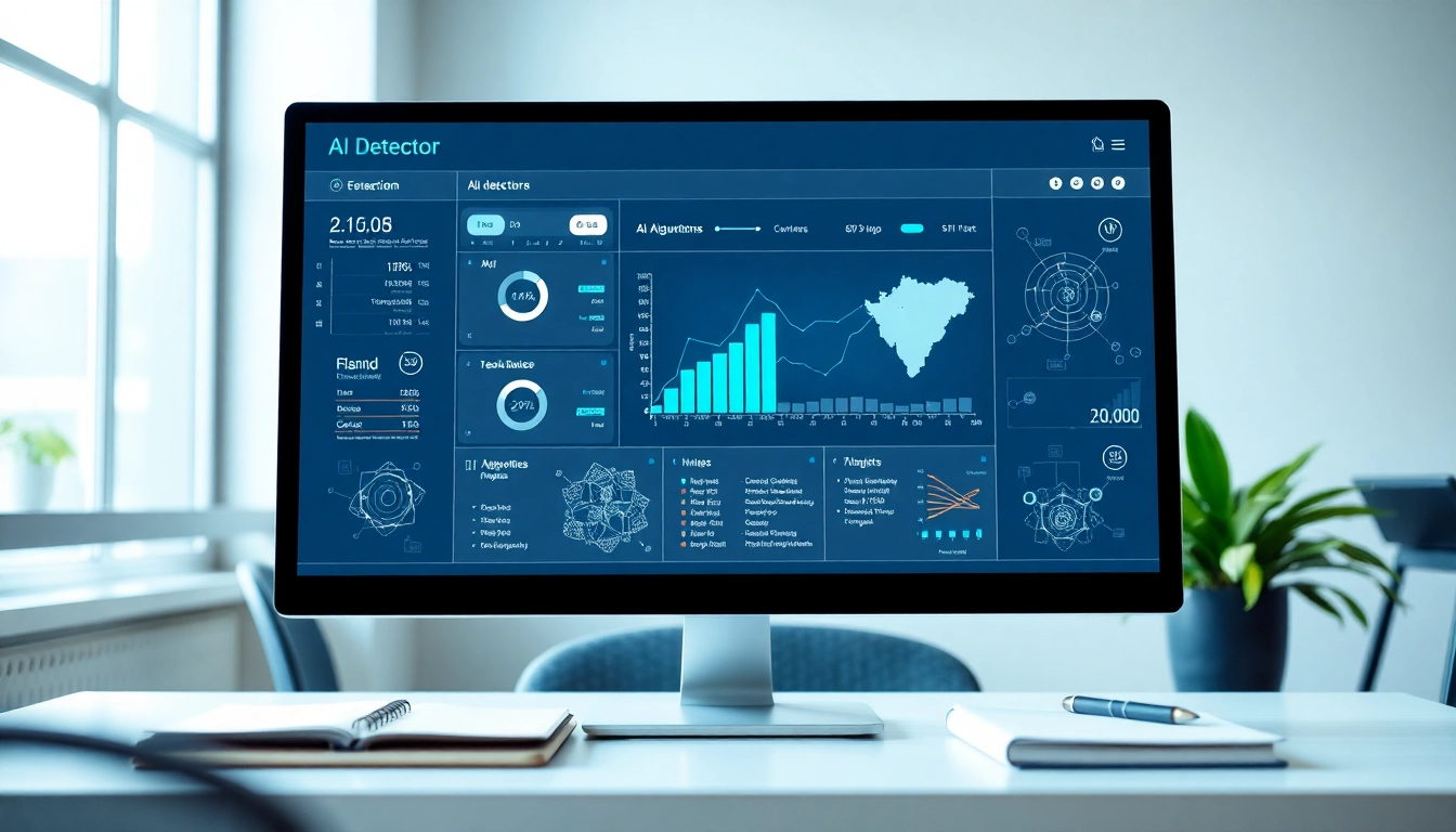 Analyze text for AI content using an advanced ai detector on a sleek computer interface.