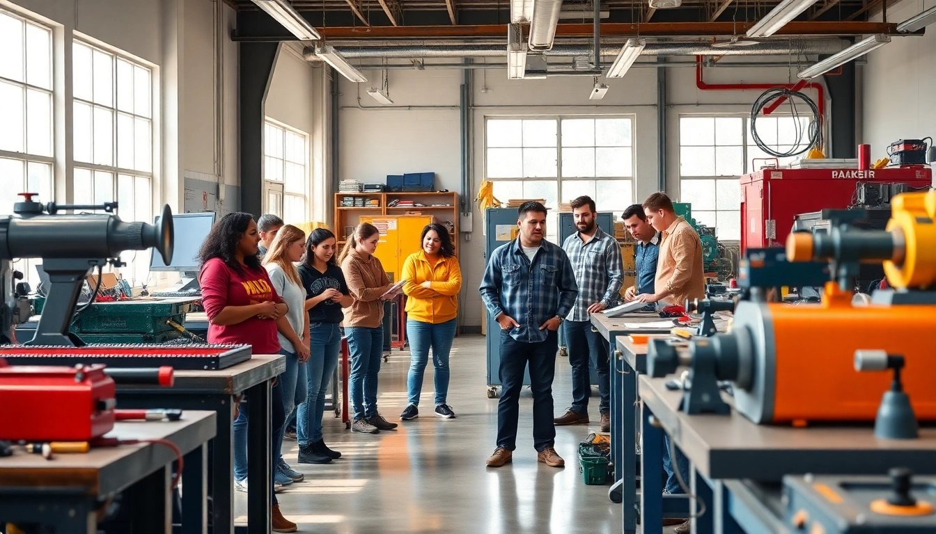 Engaged students at a trade school Knoxville TN, showcasing hands-on vocational training.