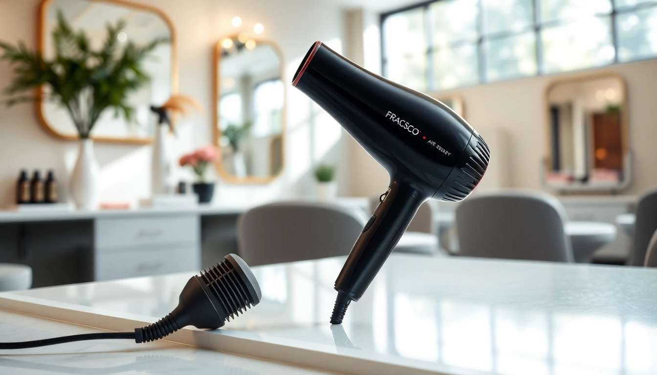 Fracsco AirBend™ S1 Pro Hair Styler & Dryer displayed elegantly in a stylish salon.