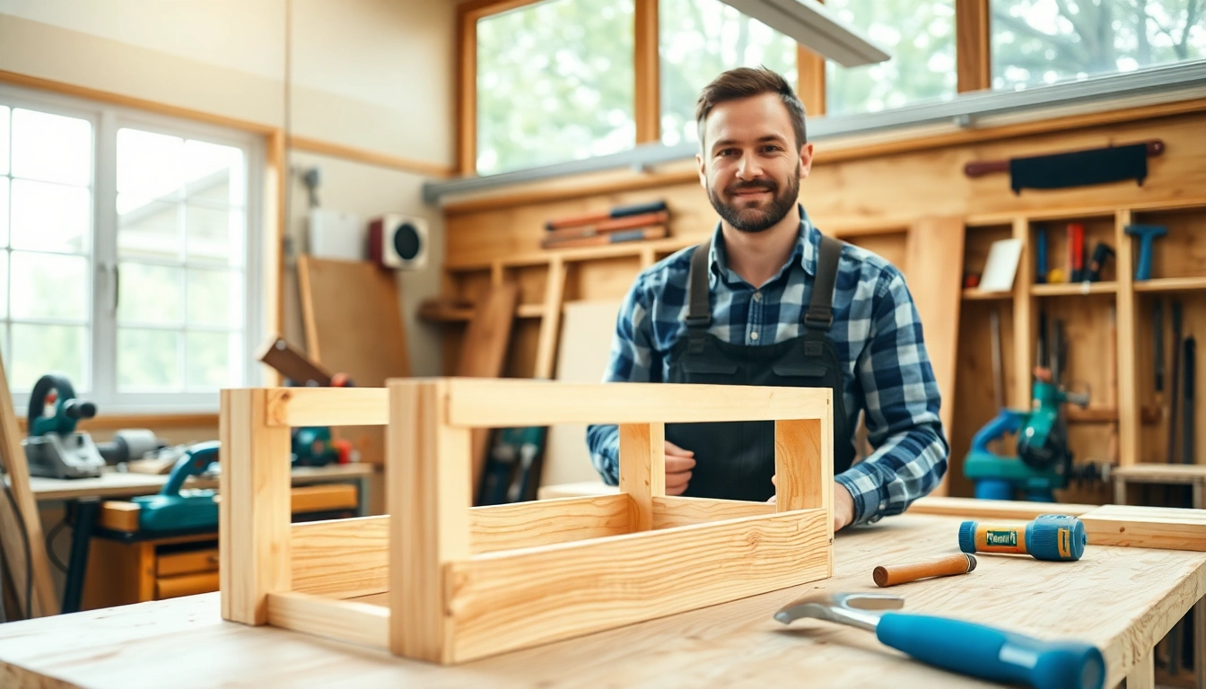 Learn about carpentry apprenticeship near me with a carpenter focused on their craft in a bright workshop.
