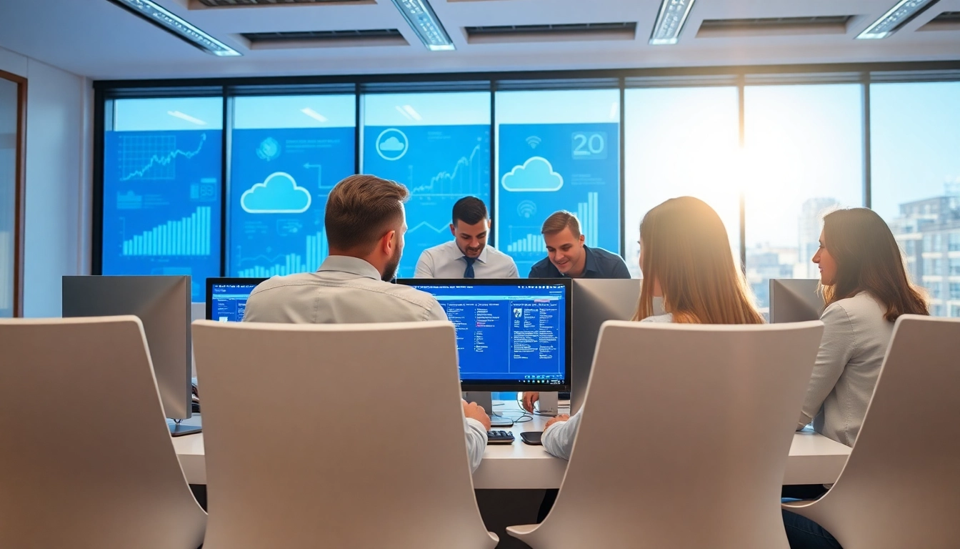 Showcasing managed IT services Markham through a professional IT team in a modern office.