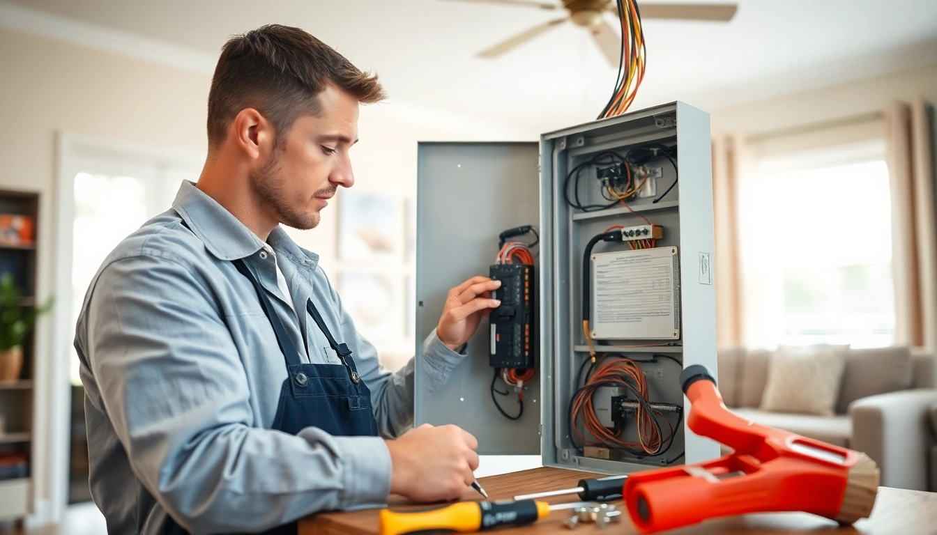 Inspecting an Electrical Panel Clearwater for safety and upgrades in a well-lit home setting.