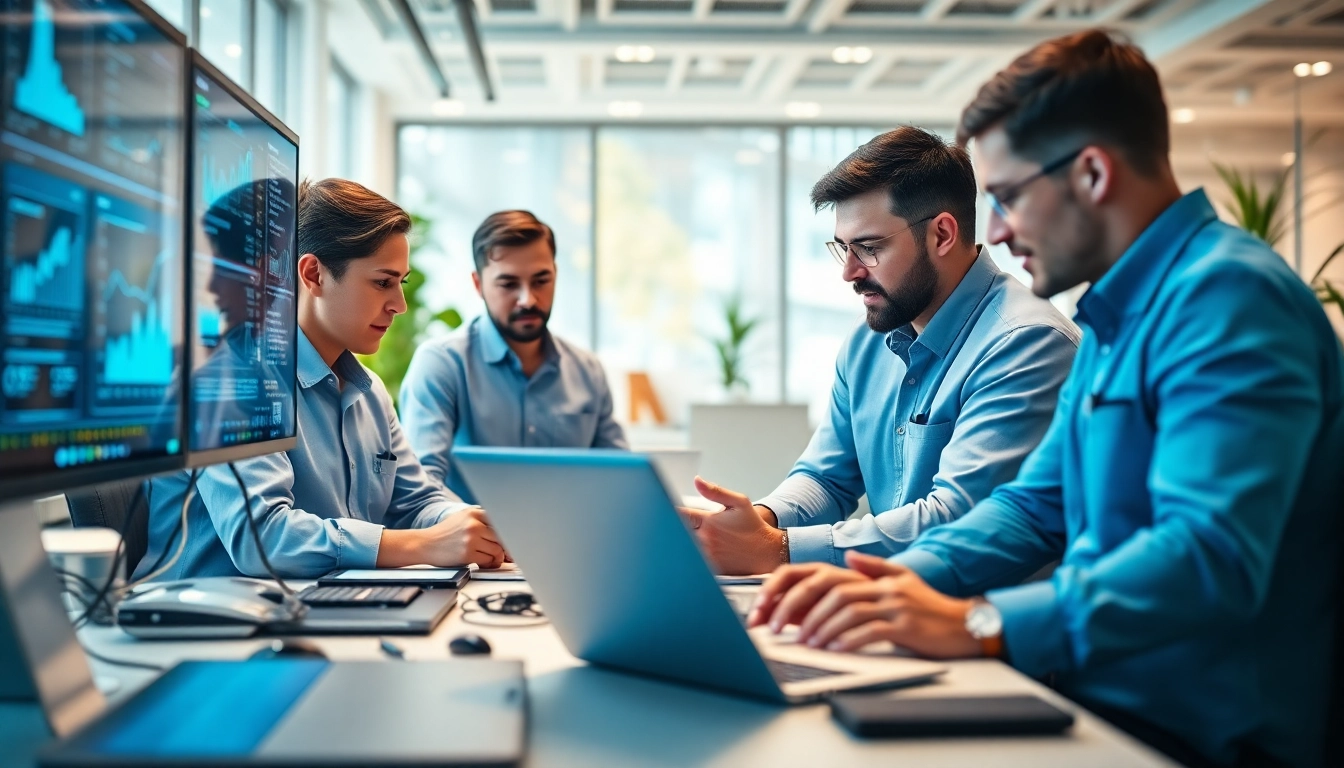 Providing managed IT support with a dedicated team in a modern office environment.