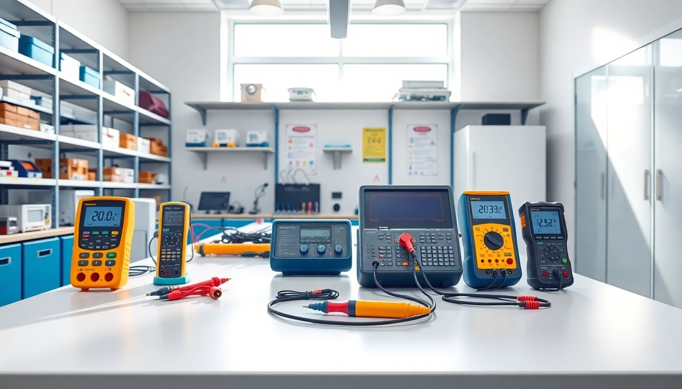 Showcasing professional Electrical Equipment Testing tools in a well-organized laboratory setting.