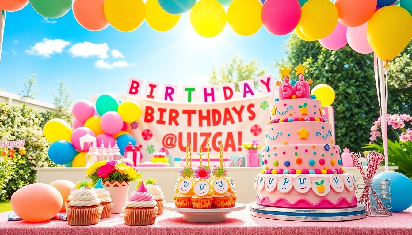Customize a colorful and vibrant customizable birthday party setup with personalized decorations and joyful atmosphere.