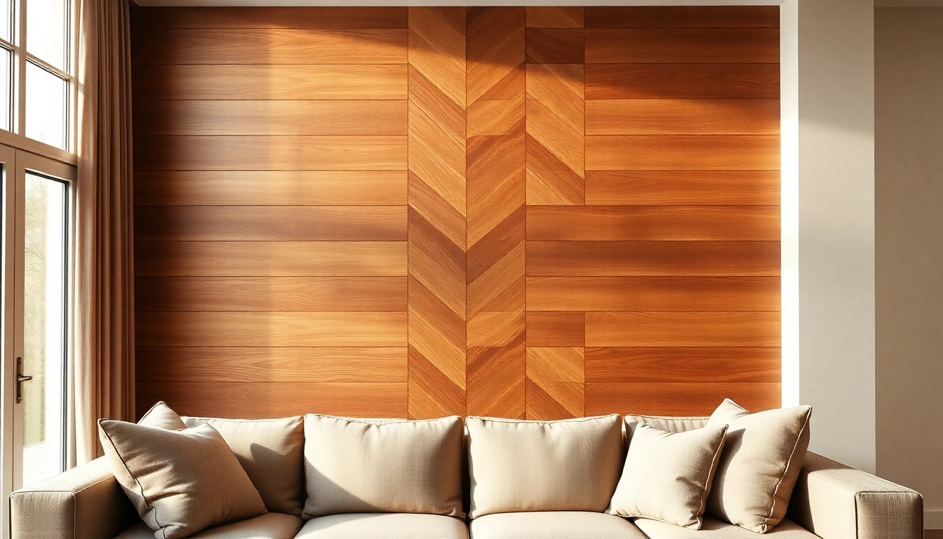 Wood up accentuates modern living room with stylish wood wall paneling.