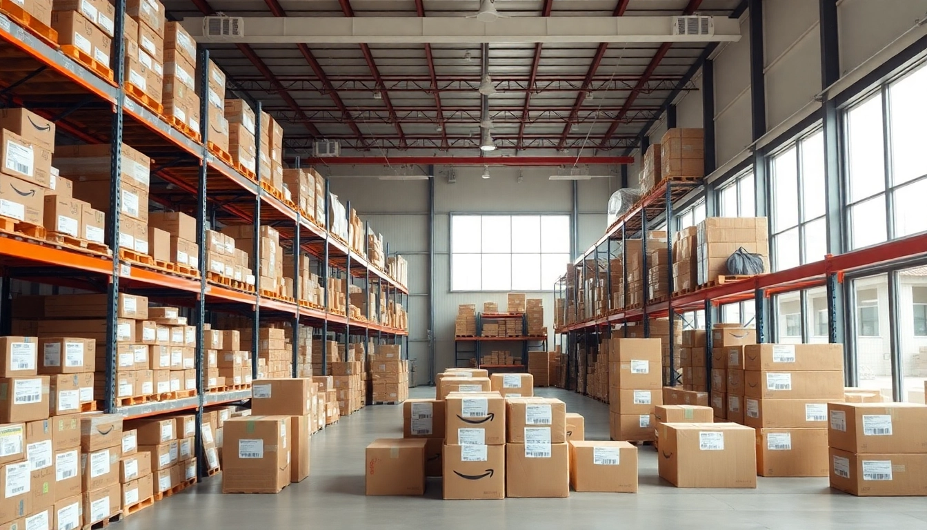 Showcasing a variety of wholesale products to sell on Amazon in an organized warehouse setting.