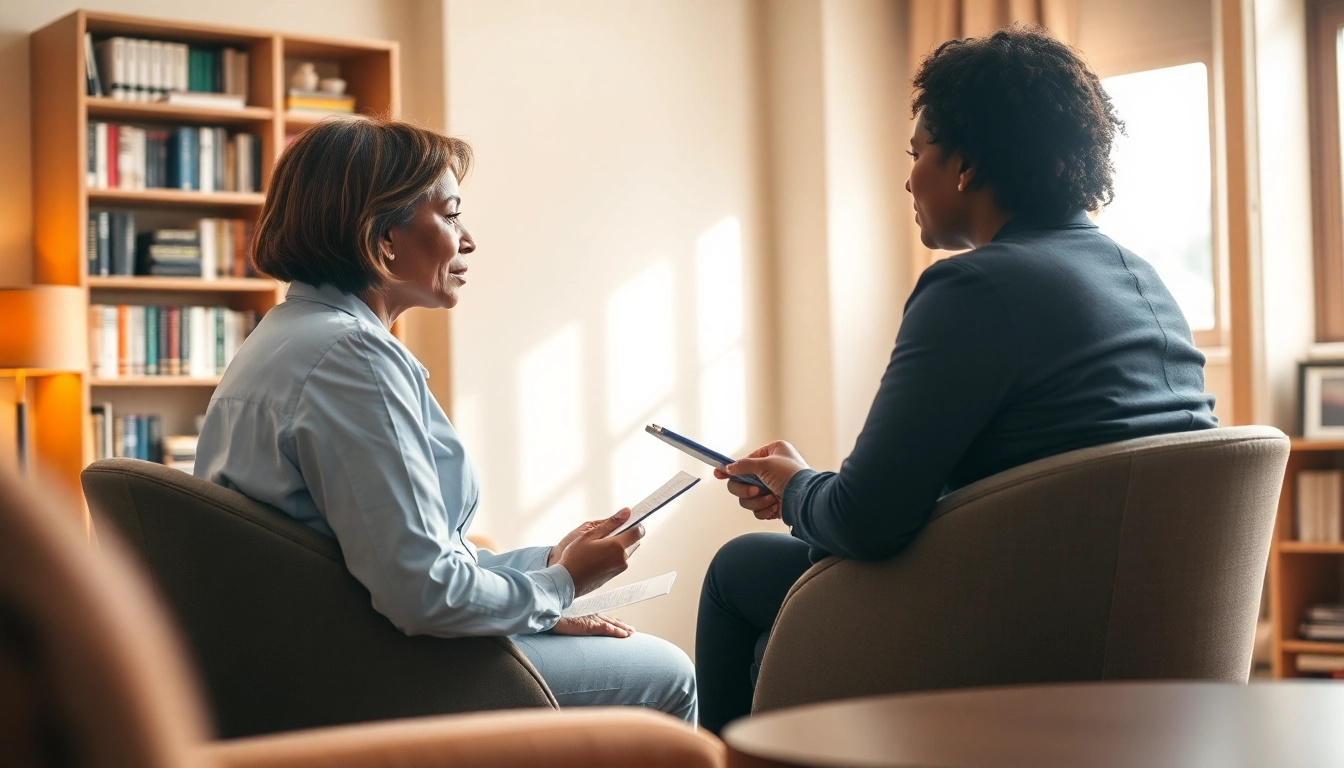 Psychologist attentively listening during a therapy session, fostering connection and trust.