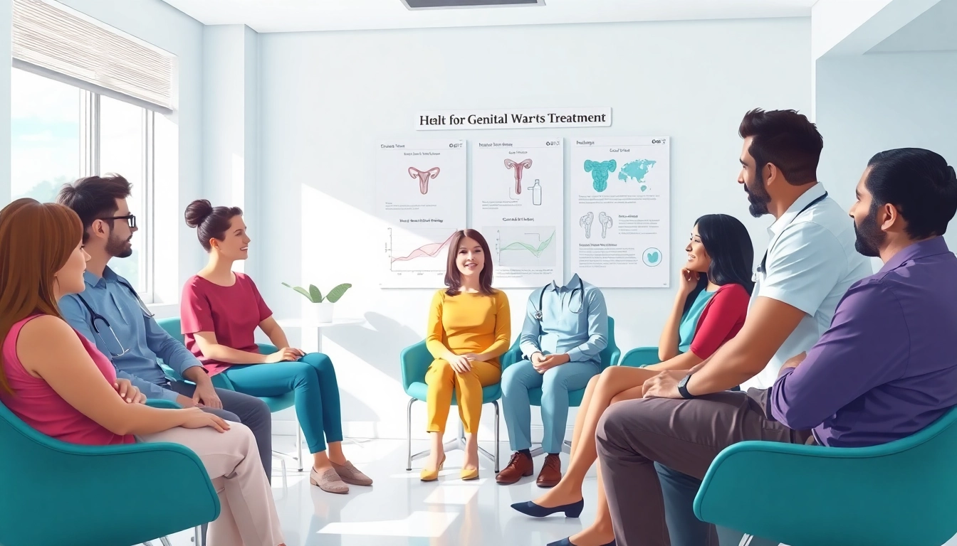 View of a diverse group discussing the Best genital warts treatment with a healthcare professional.