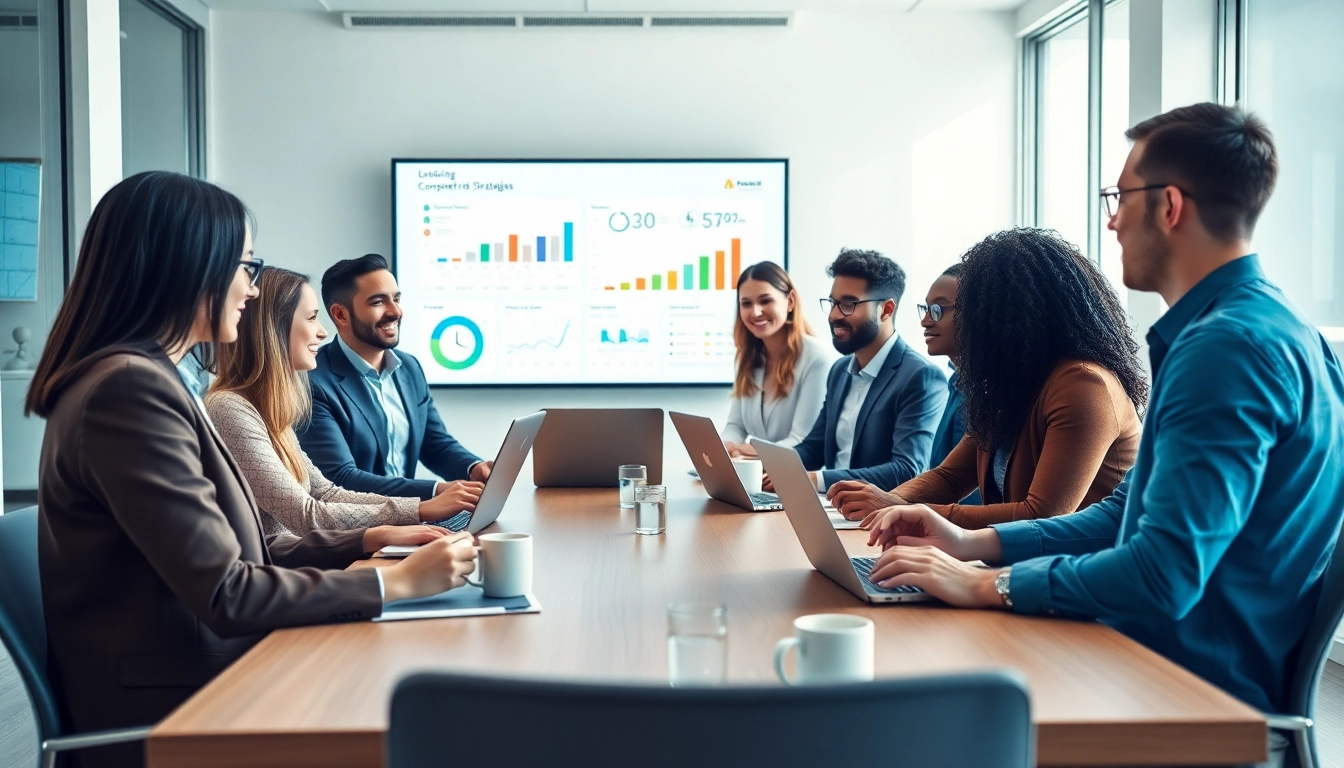 Gathering insights to find competitor customer list through team collaboration in a modern office.