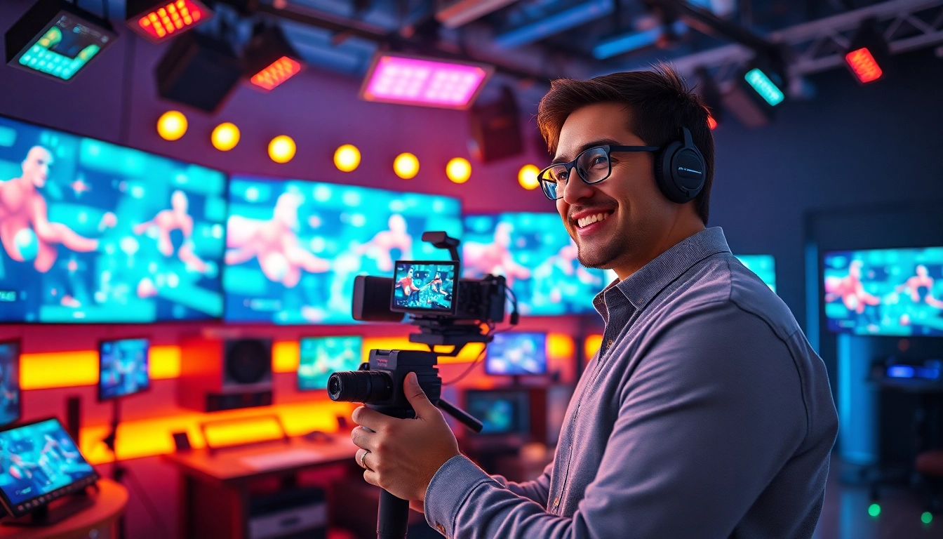 Generate stunning videos with KlingAI Prompts in a colorful modern studio.