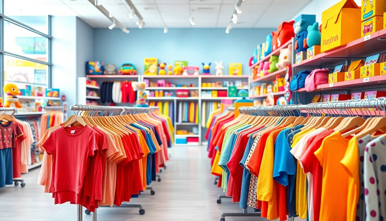 Shop at http://www.websonlinestore.com for colorful kids' clothing and toys in a vibrant store.